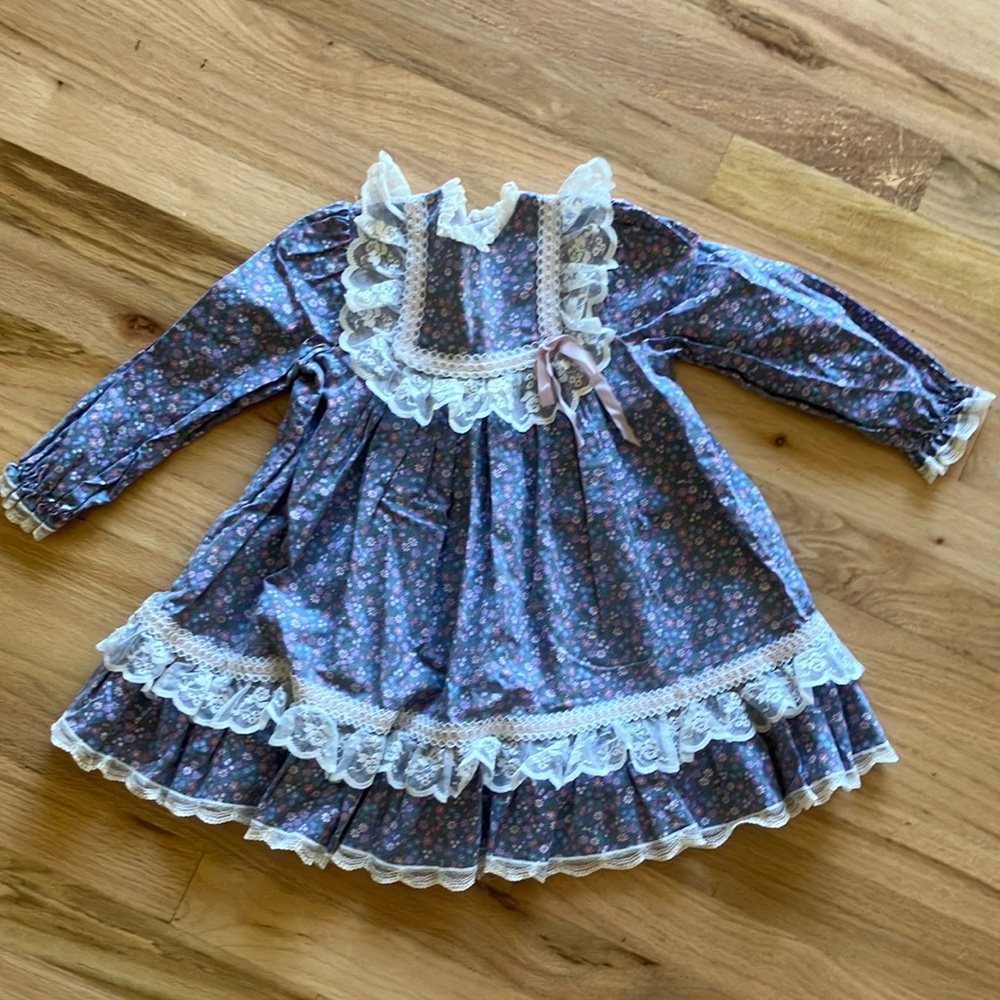 Vintage 18/24 months purple floral Dress - prairie little house Easter baby